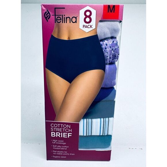 2 Pack Felina Women’s Cotton Stretch Briefs Size M (Each pack 8 pairs ) - Picture 3 of 6